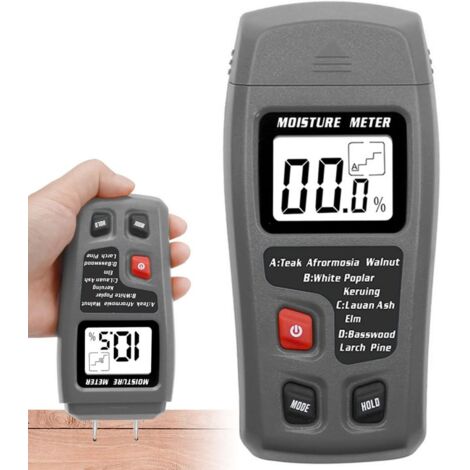 YMYNY Humidimètre pour bois,Humidimètre numérique pour bois EMT01, détecteur d'humidité portable à 2 broches pour bois de construction, testeur avec grand écran LCD (1/5)