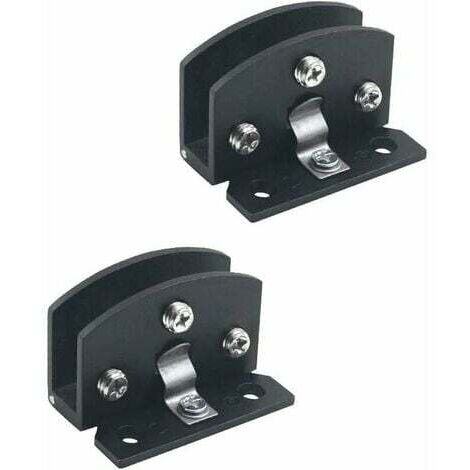 2pcs de charnières de porte en verre vitrine armoire à vin clip charnière de porte(adapté pour le verre de 5-8 mm d'épaisseur-Noir), charnière de porte pièces de rechange -noir - Argent (1/5)