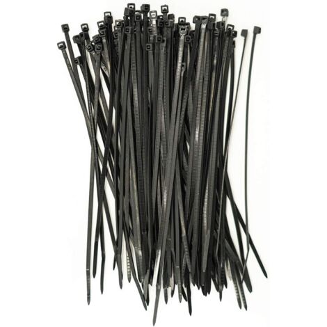 AIPERQ 100 pièces d'attaches de câble professionnelles 100 x 2,5 mm Poignée d'attache de câble couleur noire, résistante à la température