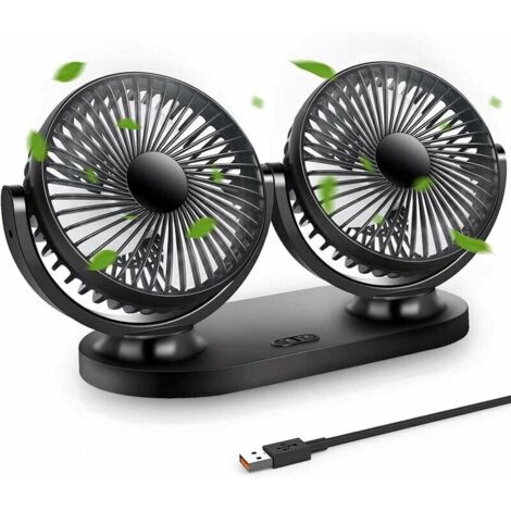 Ventilateur USB Mini Ventilateur Double Tête Rotatif à 360° Ventilateur Portable à 3 Vitesses pour Voiture/Table/Table/Camping/Pêche etc. (1/5)