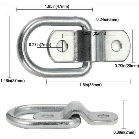 Lot De 8 Anneaux D'arrimage En Acier - Diamètres Intérieurs 8,3 Mm Et 17,7 Mm - Pour Remorque, Camion, Garage, Atelier
