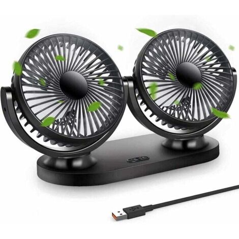 YMYNY Ventilateur USB Mini Ventilateur Double Tête Rotatif à 360° Ventilateur Portable à 3 Vitesses pour Voiture/Table/Table/Camping/Pêche etc. (1/5)