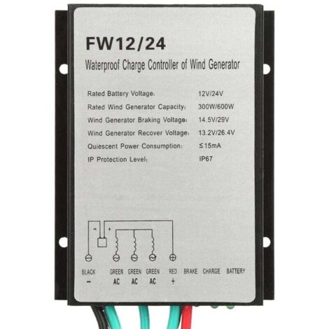 YMYNY Wind Turbine Generator, Wind Turbine Charge Controller, Wind Turbine Generator, Automatic Charge Controller, FW12/24, 12/24V, 300W/600W, Waterproof, IP67 (1/4)