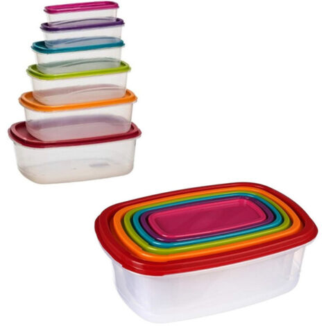 YMYNY Lot de 6 boîtes hermétiques rectangulaires avec couvercles pour conserver les aliments - (1/3)