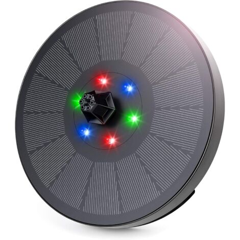 YMYNY Pompe de Fontaine Solaire, Fontaine d'eau Solaire 3W / 7V avec 6 lumières LED, 7 Buses Pompe à Eau Solaire de Secours, Fonction d'eau pour Bain d'oiseaux, Aquarium, étang, Jardin (Lumière RVB) (1/5)