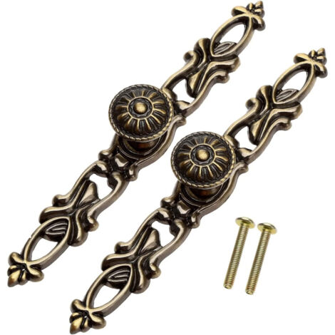 YMYNY Lot de 2 poignées de porte rétro en métal, pour placard, tiroir, armoire, 152 mm, laiton antique (1/5)