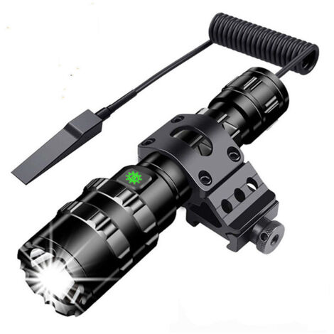 YMYNY Lampe Torche Tactique 3000 Lumens Super Brillant L2 Lampe de Poche LED USB Rechargeable 5 Modes d'éclairage Montage sur Rail Picatinny et Interrupteur Pression pour la pêche en plein air [Classe (1/5)
