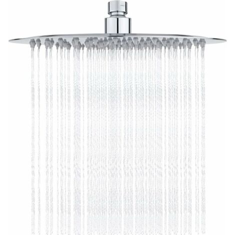 YMYNY Tete de Douche Inox - Douche Economie d'Eau, Pommeau de Douche Ronde 25CM, Tete de Douche Pluie Universelle Filetage 1/2 Pouce, Rotatif 360°, Inclinable 30°, Facile à Installer et à Nettoyer (1/4)