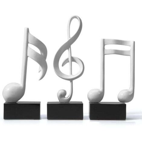 YMYNY 3pcs Decorative Figure Music Note Sculpture Statue Modern Music Art for Christmas Piano Birthday Gift Resin White (1/4)