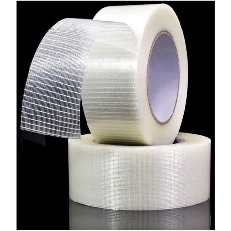 YMYNY Transparent Bi Directional Filament Ruban Adhésif, Ruban d'emballage renforcé de fibres filament Renfort et cerclage ruban adhésif robuste adhésif, 50m x 50mm(Pack de 2) (1/4)