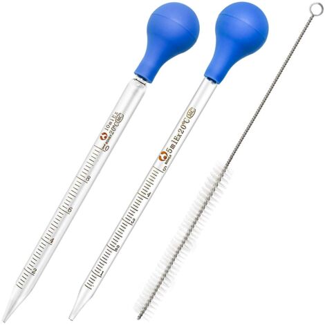 YMYNY Pièces Pipettes en Verre, Compte-Gouttes Graduées Pipettes Verre Avec Brosse de Nettoyage, Pour Pharmacie, Parfum, Laboratoire, Hôpital, Chimie (1/5)