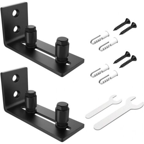 YMYNY Guide de plancher de porte Quincaillerie de porte de grange coulissante Guide mural inférieur de porte Conception affleurante Rouleau de maintien plat inférieur Noir (2 PCS) (1/5)