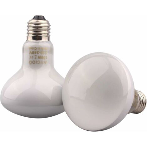 YMYNY Ampoule infrarouge - Lampe chauffante rouge Pet Light pour reptiles et amphibiens, 2PCS 100 W, blanc (1/5)