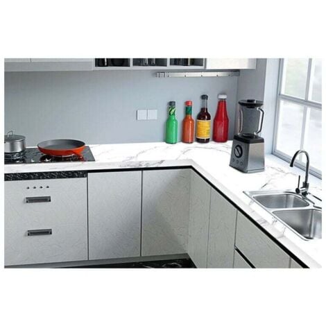YMYNY Marble Adhesive Paper for Furniture Door Cabinet Kitchen Decorative Vinyl Sticker Waterproof Self Adhesive Film Gray 60x300cm - 3