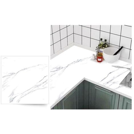 YMYNY Marble Adhesive Paper for Furniture Door Cabinet Kitchen Decorative Vinyl Sticker Waterproof Self Adhesive Film Gray 60x300cm - 4