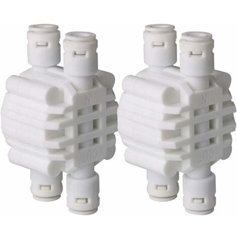 YMYNY 2 Pcs 1/4 inch 4 Voies Auto Shut Off Valve, Pousser Les raccords pour Le Système De Filtre À Eau Osmose Inverse Ro