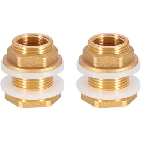 YMYNY 2 pieces DN20 3/4 brass water tank water pipe fitting adapter faucet rain bucket base brass tank base for faucet rain bucket water tank (1/4)