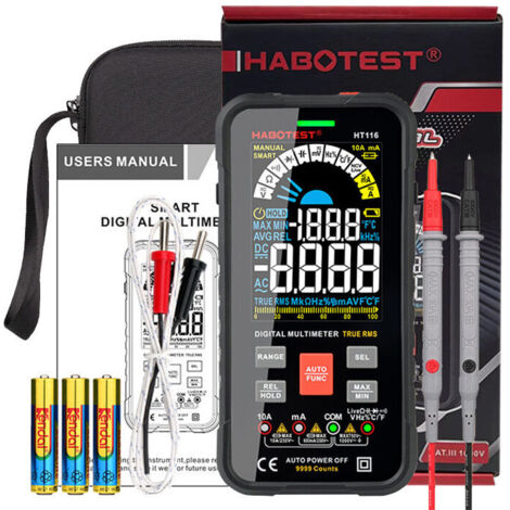 YMYNY Digital Multimeter with Auto Range 10000 Counts, Digital Multimeter, Ammeter, Ohmmeter, Voltmeter, Current Measurement, Voltage Resistance, Continuity, Capacitance, Diode Frequency (1/4)