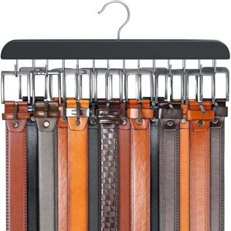 YMYNY Cintre de Ceinture pour Placard Max 42 Ceintures, Organisateur de Ceinture, Accessoires de Placard avec 14 Crochets, Porte-Ceinture en Bois Robuste pour organiseurs de placards et Rangement (1/4)