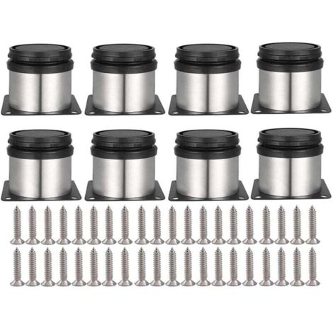 YMYNY 8pcs Adjustable Furniture Legs Screws Included Round Metal Stainless Steel Cabinet Legs Table Feet Cupboard Foot Height Adjustable for Sofa Table Cabinets Shelves 50mm (1/4)