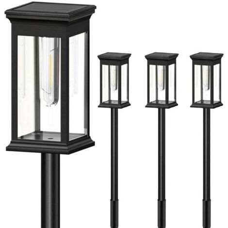 YMYNY Lampes solaires pour jardin extérieur, 4 solaires de jardin,lampes solaires de jardin à marche/arrêt automatique,décoration de jardin solaire étanche IP65 blanc chaud pour pelouse,patio,cour (1/4)