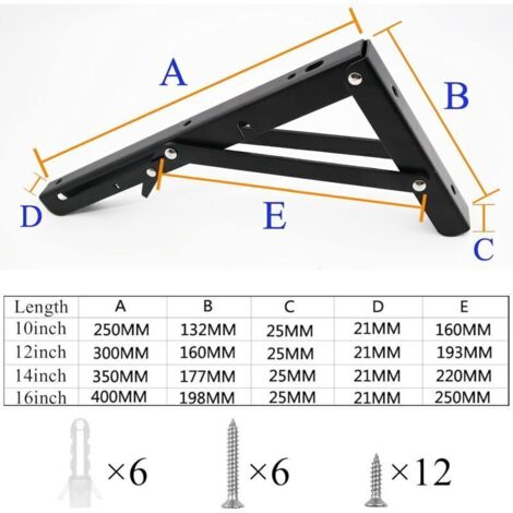Support Console Rabattable YMYNY Lot de 2 Equerre Etagere Pliante 250mm, Equerre Rabattable Murale ...