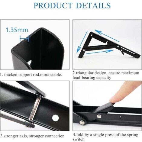 Support Console Rabattable YMYNY Lot de 2 Equerre Etagere Pliante 250mm, Equerre Rabattable Murale ...