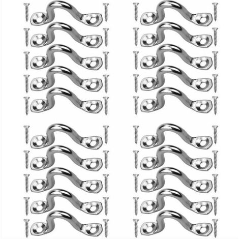 YMYNY -20 Pièces Plaque Oeillet Acier Inoxydable, Boucles De Pont pour Kayaks Pontet INOX, Forme à Bosse Boucle Fixe, Pontet INOX Oeil Plaques, avec 40 Pièces Vis, pour Kayak Canoe Rigging, 4mm (1/4)