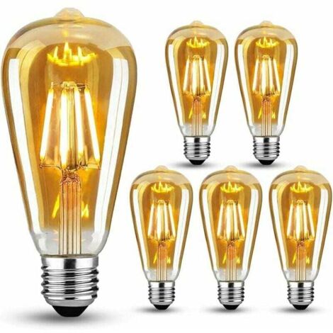 YMYNY Lot de 6 ampoules Edison vintage E27 LED à incandescence, 4 W (remplace 40 W), ampoule rétro idéale pour éclairage nostalgique et rétro, blanc chaud (1/4)
