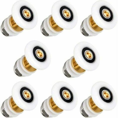 YMYNY Roulettes de Remplacement pour Porte de Douche - Lot de 8 Roulettes Coulissantes de 25mm - Convient aux Portes en Verre d'Épaisseur 4 à 6mm (1/4)