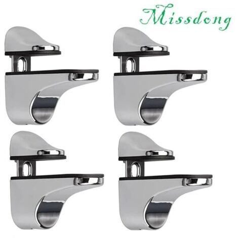 YMYNY Support D'étagère en Verre Réglable, 4 Pcs Support D'étagère en Verre, Pince en Verre à Fixation Murale, Support pour Étagères en Verre, pour Tablette Verre (1/4)