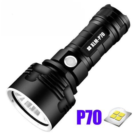 YMYNY p70 lampe torche, 30000-100000 lumens haute puissance LED lampe de poche étanche ultra lumineuse, Lampe de poche XLM-P70 50W la plus puissante à 3 modes (Batterie unique, 25W-L2) [Classe énergét (1/5)