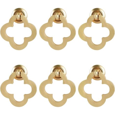 YMYNY Lot de 6 boutons en alliage de bronze doré pour tiroirs de cuisine, armoires, armoires et meubles (6 pièces, trèfle à 4 feuilles, avec vis) (1/5)