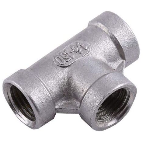 YMYNY Pipe Fitting, 3-Way Quick Connector, Stainless Steel T-Piece, 1/4 Inch NPT Pipe Fittings, 2 Pieces (DN8) (1/4)