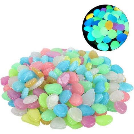 YMYNY Galets Lumineux Solaires, 200 Pièces Cailloux Colorés Aquarium, Galets Fluorescents dExterieur, Pierres Décoratives pour Jardin Aquarium Parc, Résine Synthétique, Couleur Mélangée