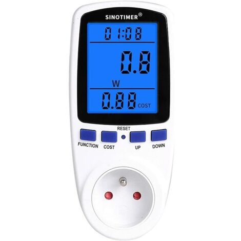 YMYNY Prise Wattmètre numérique Consommation d'énergie Watt Compteur d'énergie KWh AC 230V 120V Électricité avec rétro-éclairage Blanc FR Plug 230V, 16A (1/4)