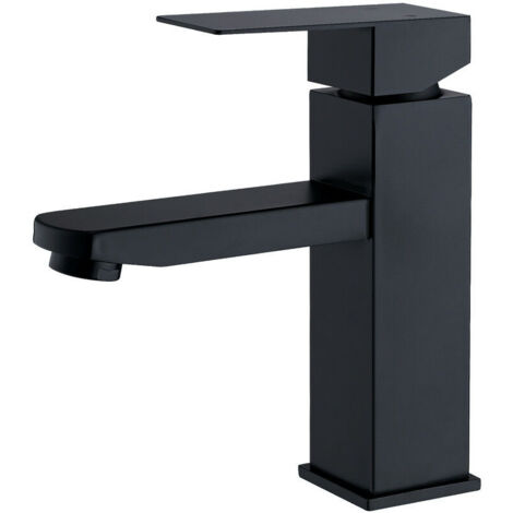 YMYNY Robinet Salle Bain Noir acier inoxidable avec Poignée Carrée Mitigeur lavabo Eau Froide Chaude Disponible Robinetterie Lave Mains Démontable (1/5)