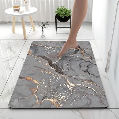 Tapis de Bain Antidérapant 40 x 60 cm, Tapis Salle de Bain Diatomite, Super Absorbant Sèche Rapide,Tapis de Bain pour Portes de Salle de Bain, Salon, Lavable Tapis de Bain (Gris Violet) (1/5)