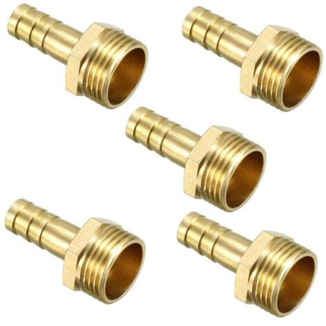 YMYNY 5pcs Raccord cannelé tuyau en laiton 8mm barbelé x 3/8 PT mâle Adaptateur connecteur (1/4)