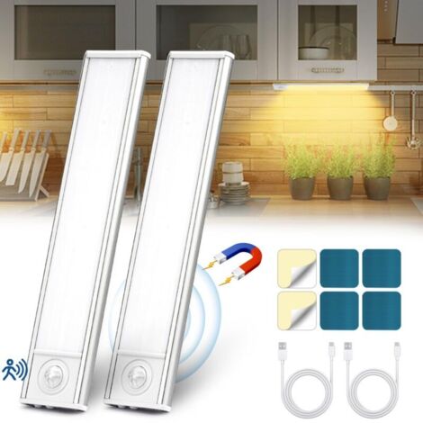 YMYNY Led Cuisine, Sans Fil USB Rechargeable Lampe de Placard, 6000K Led Cuisine Sous Meuble, Magnétique Dimmable à Détecteur de Mouvement pour Placard Escalier Cuisine (20cm2 Pack)