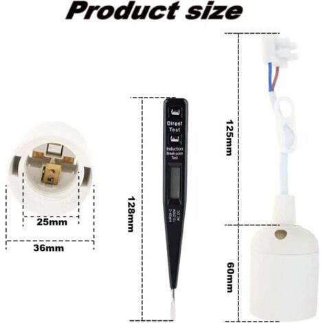 SCNNC Noir Douille de Chantier Ampoule E27 avec Testeur de