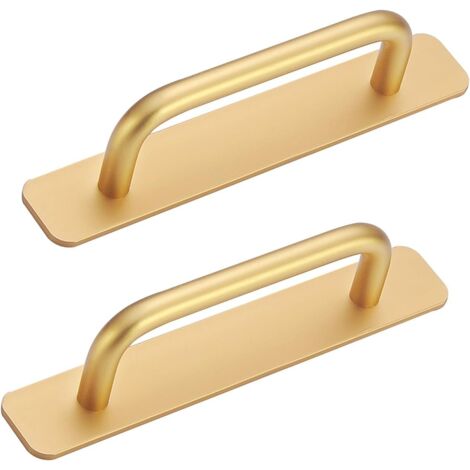 YMYNY Lot de 2 poignées de porte, poignées d'armoire en aluminium, poignées de meubles autocollantes pour poignées de cuisine, chambre, poignée de porte coulissante (148 mm, doré) (1/5)