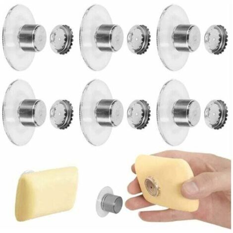 YMYNY Lot de 6 porte-savons aimantés avec ventouses, conçus pour une utilisation sans perçage. Ces porte-savons magnétiques sont adaptés pour la salle de bain, l'évier, la baignoire et la cuisine (1/4)