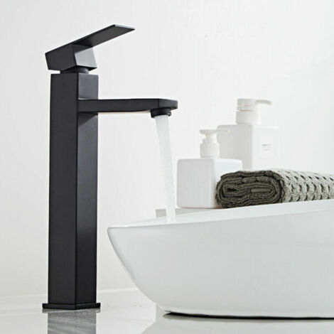 YMYNY Robinet de lavabo noir Robinet haut de salle de bain Lavabo de salle de bain Mitigeur à une main (1/5)
