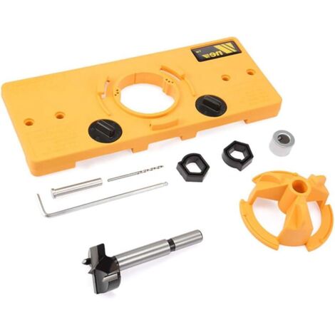 YMYNY Gabarit de perçage à charnière de 35 mm pour perceuse à charnière, porte d'armoire à charnièreoutils (jaune) (1/5)