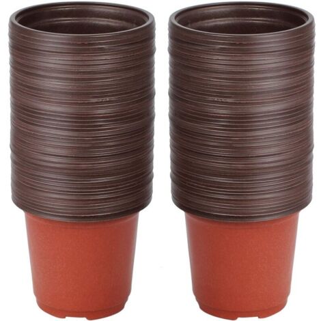 YMYNY Small Plant Pots, 100pcs Reusable Seedling Pots/Nursery Pots Plastic Round Plant Pots/Transplant Pots/Plant Pots for Indoor and Outdoor Planting, 10cm (1/4)
