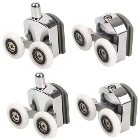 YMYNY Roulettes de douche avec double porte coulissante, 4 pièces (2 supérieures + 2 inférieures) (23 mm - 2 en haut + 2 en bas) (1/4)