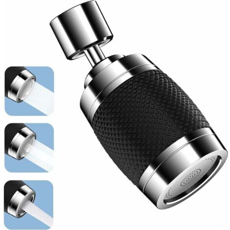YMYNY Aérateur de Robinet, 360° Tête Douchette Evier Cuisine 3 Modes Embout Robinet Cuisine Douchette, Robinet Universel Anti-éclaboussures avec Fonction de Filtration et D'économie D'eau Noir (1/4)