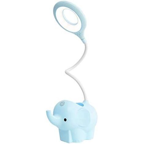 YMYNY Lampe de Bureau, Lampe de Table Led Dimmable lampe d’enfant Dimmable 3 Niveaux de Luminosité Protection des Yeux Contrôle Tactile Sans Fil USB Recharge, Porte Stylo et Support de Téléphone (BLEU