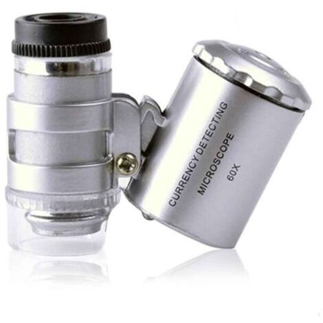 YMYNY Loupe éclairante 60X loupe poche mini microscope de poche loupe UV détecteur de monnaie bijoutier loupe avec la lumière LED (1/4)